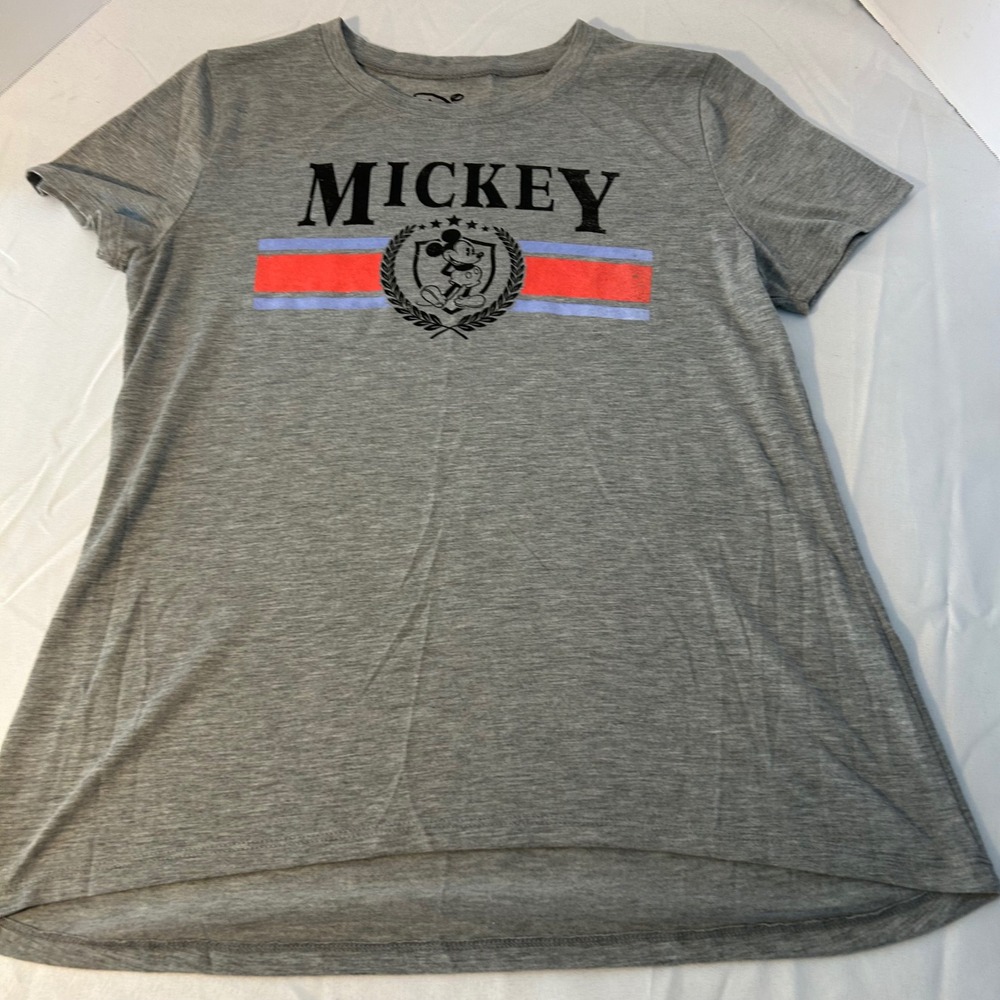Disney Mickey‎ Mouse Gray Graphic Tee Women's Short Sleeve Casual Top